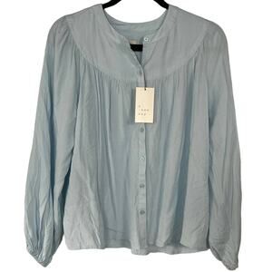A New Day Women's Blue Long Sleeve Button-Front Blouse - Size Small - NWT